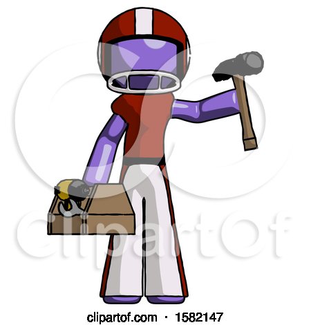 Purple Football Player Man Holding Tools and Toolchest Ready to Work by Leo Blanchette