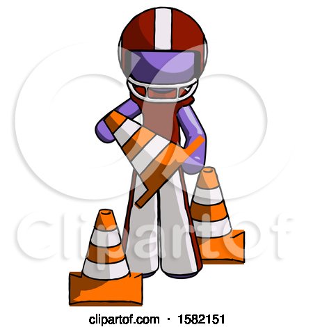 Purple Football Player Man Holding a Traffic Cone by Leo Blanchette