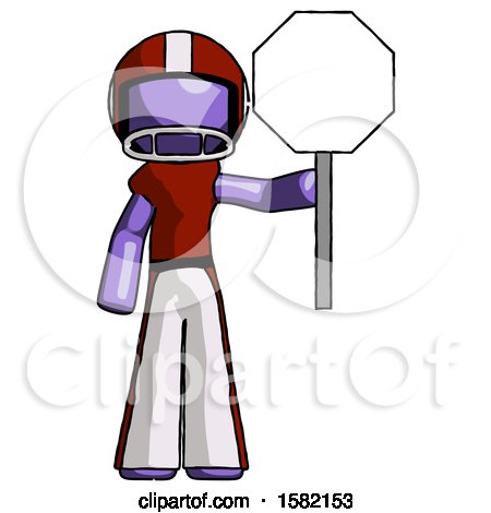 Purple Football Player Man Holding Stop Sign by Leo Blanchette