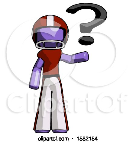 Purple Football Player Man Holding Question Mark to Right by Leo Blanchette