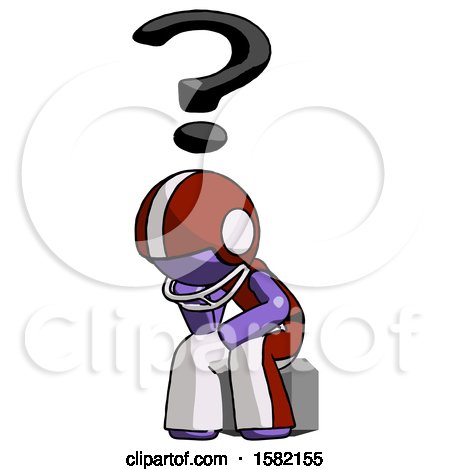 Purple Football Player Man Thinker Question Mark Concept by Leo Blanchette