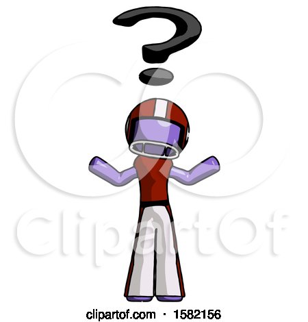 Purple Football Player Man with Question Mark Above Head, Confused by Leo Blanchette