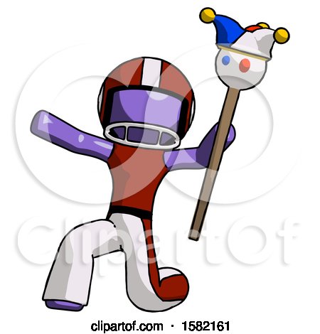 Purple Football Player Man Holding Jester Staff Posing Charismatically by Leo Blanchette