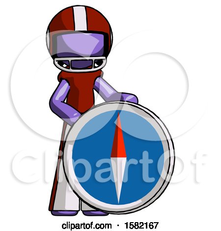 Purple Football Player Man Standing Beside Large Compass by Leo Blanchette