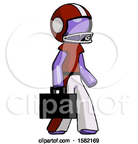 Purple Football Player Man Walking with Briefcase to the Right by Leo Blanchette