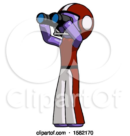Purple Football Player Man Looking Through Binoculars to the Left by Leo Blanchette