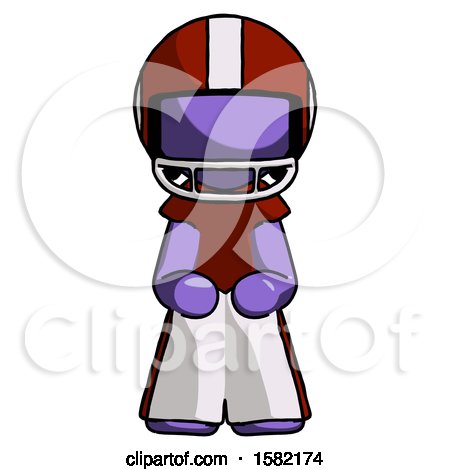 Purple Football Player Man Squatting Facing Front by Leo Blanchette