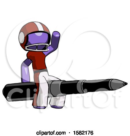Purple Football Player Man Riding a Pen like a Giant Rocket by Leo Blanchette
