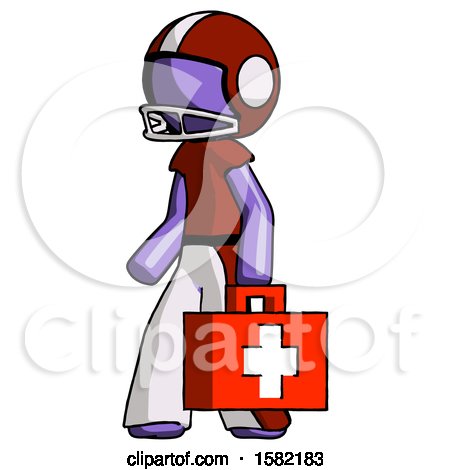 Purple Football Player Man Walking with Medical Aid Briefcase to Left by Leo Blanchette