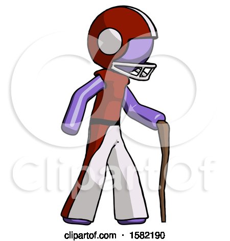 Purple Football Player Man Walking with Hiking Stick by Leo Blanchette