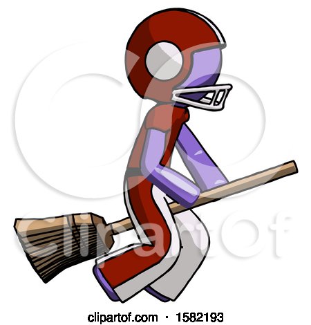 Purple Football Player Man Flying on Broom by Leo Blanchette