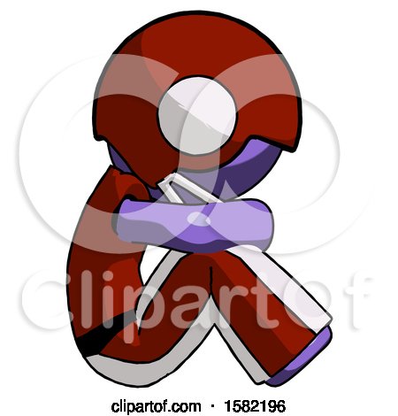 Purple Football Player Man Sitting with Head down Facing Sideways Right by Leo Blanchette