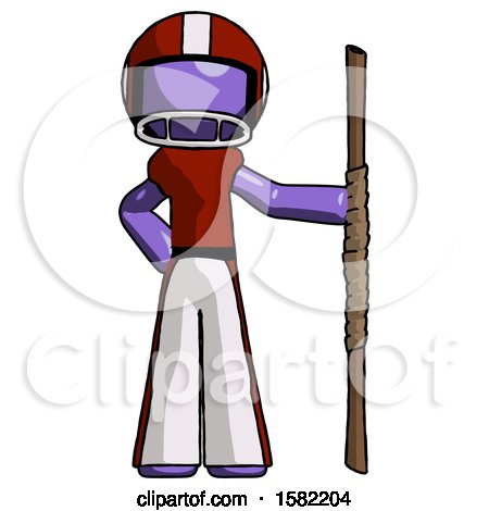 Purple Football Player Man Holding Staff or Bo Staff by Leo Blanchette