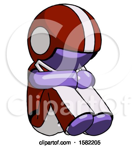 Purple Football Player Man Sitting with Head down Facing Angle Right by Leo Blanchette