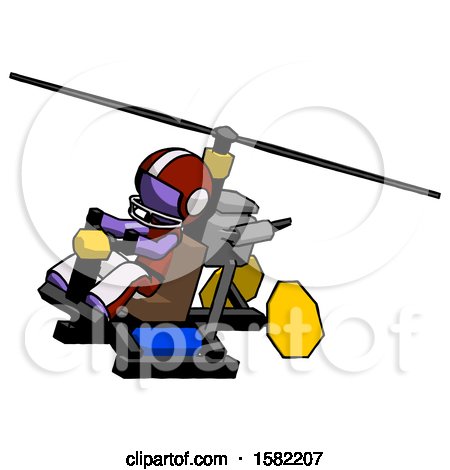 Purple Football Player Man Flying in Gyrocopter Front Side Angle Top View by Leo Blanchette
