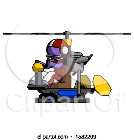 Purple Football Player Man Flying in Gyrocopter Front Side Angle View by Leo Blanchette