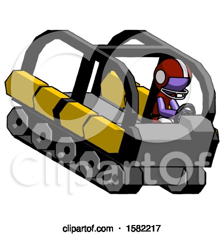 Purple Football Player Man Driving Amphibious Tracked Vehicle Top Angle View by Leo Blanchette