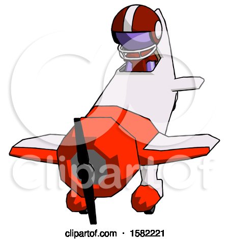 Purple Football Player Man in Geebee Stunt Plane Descending Front Angle View by Leo Blanchette