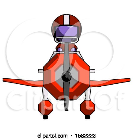 Purple Football Player Man in Geebee Stunt Plane Front View by Leo Blanchette