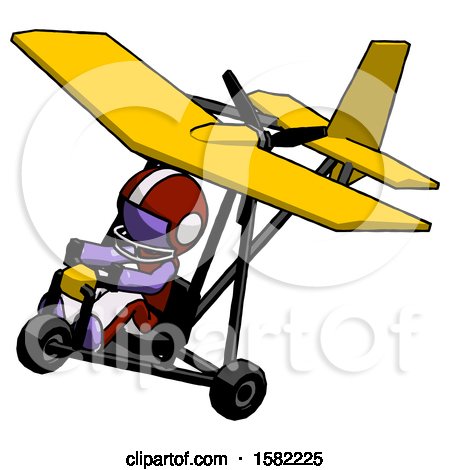 Purple Football Player Man in Ultralight Aircraft Top Side View by Leo Blanchette
