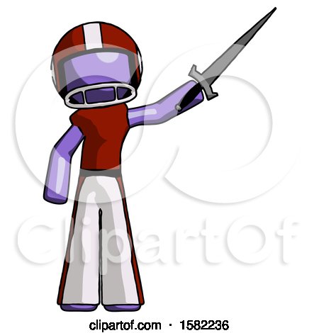 Purple Football Player Man Holding Sword in the Air Victoriously by Leo Blanchette