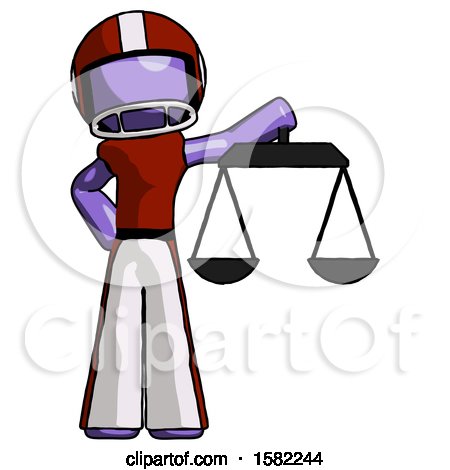 Purple Football Player Man Holding Scales of Justice by Leo Blanchette