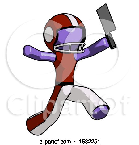 Purple Football Player Man Psycho Running with Meat Cleaver by Leo Blanchette