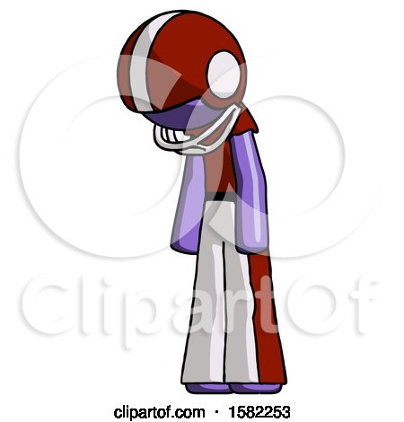 Purple Football Player Man Depressed with Head down Turned Left by Leo Blanchette