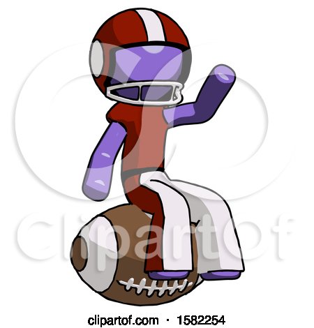 Purple Football Player Man Sitting on Giant Football by Leo Blanchette