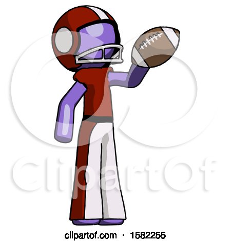 Purple Football Player Man Holding Football up by Leo Blanchette
