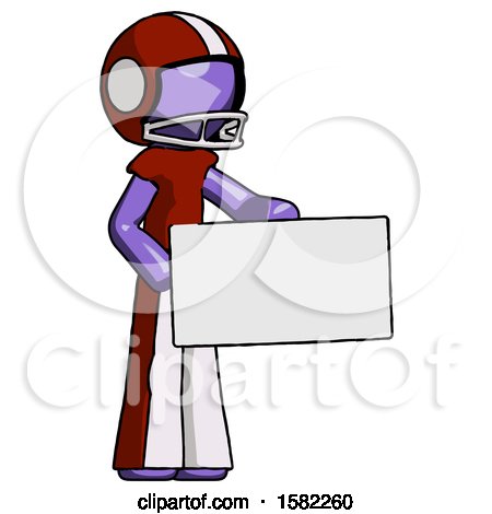 Purple Football Player Man Presenting Large Envelope by Leo Blanchette