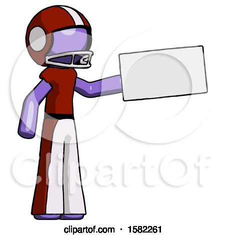 Purple Football Player Man Holding Large Envelope by Leo Blanchette