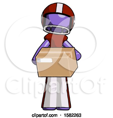 Purple Football Player Man Holding Box Sent or Arriving in Mail by Leo Blanchette