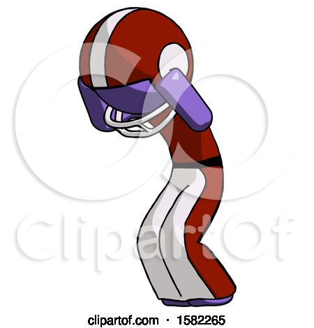 Purple Football Player Man with Headache or Covering Ears Turned to His Left by Leo Blanchette