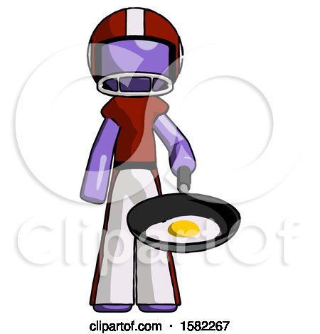 Purple Football Player Man Frying Egg in Pan or Wok by Leo Blanchette