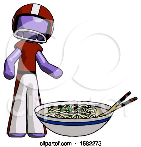 Purple Football Player Man and Noodle Bowl, Giant Soup Restaraunt Concept by Leo Blanchette