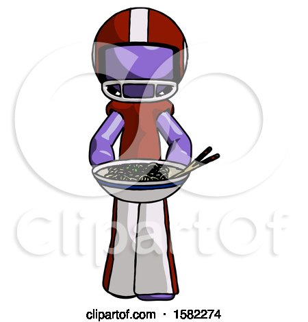 Purple Football Player Man Serving or Presenting Noodles by Leo Blanchette