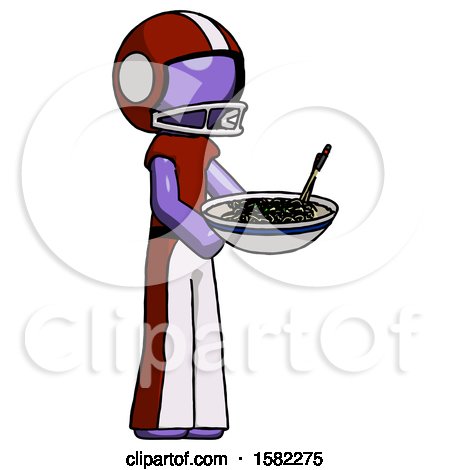 Purple Football Player Man Holding Noodles Offering to Viewer by Leo Blanchette