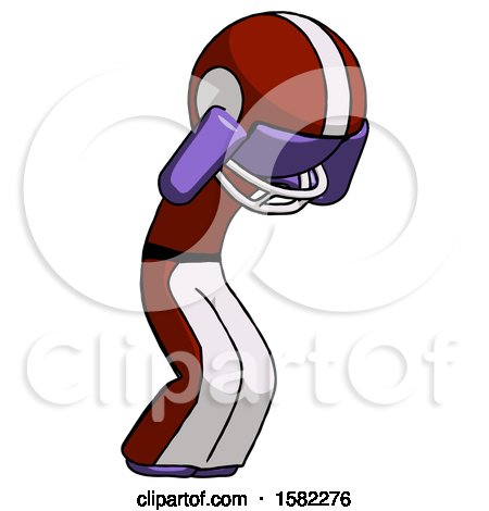 Purple Football Player Man with Headache or Covering Ears Turned to His Right by Leo Blanchette