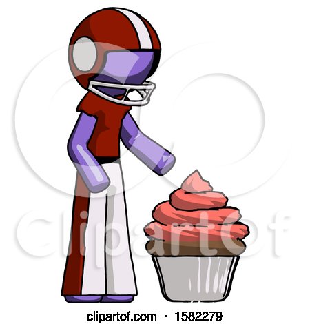 Purple Football Player Man with Giant Cupcake Dessert by Leo Blanchette