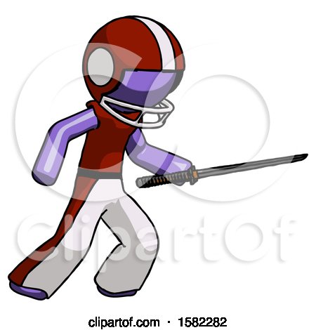 Purple Football Player Man Stabbing with Ninja Sword Katana by Leo Blanchette