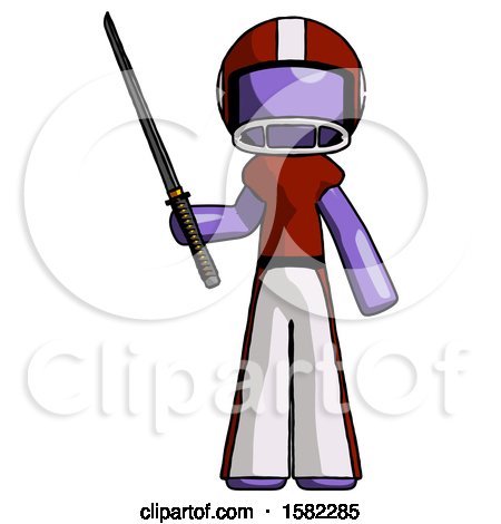 Purple Football Player Man Standing up with Ninja Sword Katana by Leo Blanchette