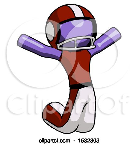 Purple Football Player Man Jumping or Kneeling with Gladness by Leo Blanchette