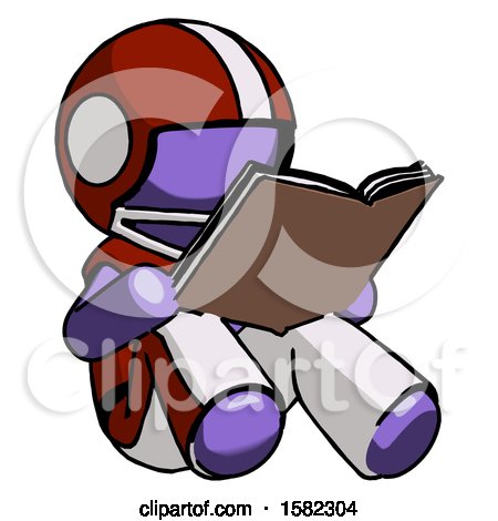 Purple Football Player Man Reading Book While Sitting down by Leo Blanchette