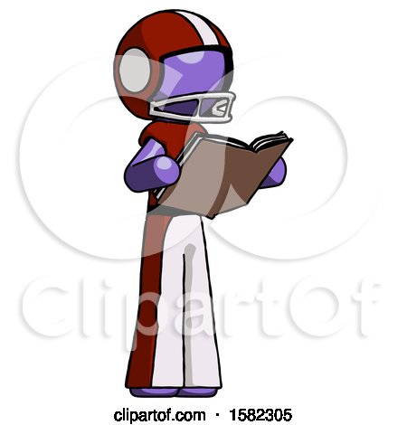 Purple Football Player Man Reading Book While Standing up Facing Away by Leo Blanchette