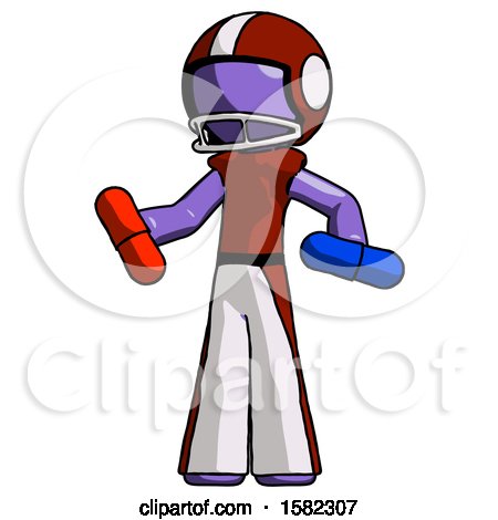 Purple Football Player Man Red Pill or Blue Pill Concept by Leo Blanchette
