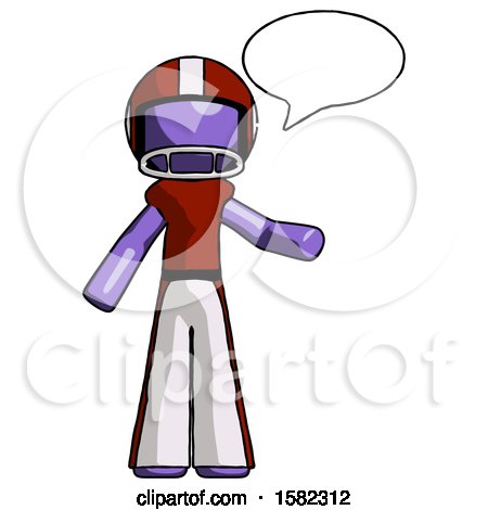 Purple Football Player Man with Word Bubble Talking Chat Icon by Leo Blanchette