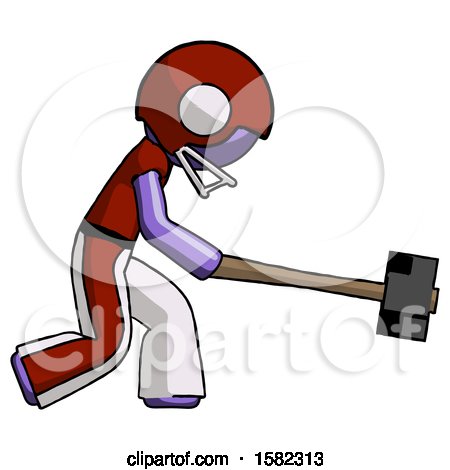 Purple Football Player Man Hitting with Sledgehammer, or Smashing Something by Leo Blanchette