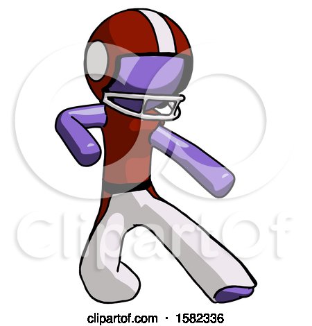Purple Football Player Man Karate Defense Pose Right by Leo Blanchette