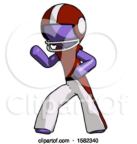 Purple Football Player Man Martial Arts Defense Pose Left by Leo Blanchette